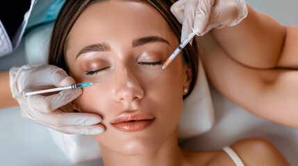 Young Woman Receiving Botox Cosmetic Treatment in Beauty Clinic