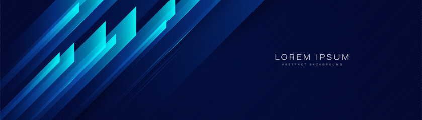 Futuristic abstract background. Modern diagonal geometric shapes. Blue gradient dynamic lines. Horizontal banner template with space for your text. Suit for business, corporate, website, presentation - obrazy, fototapety, plakaty