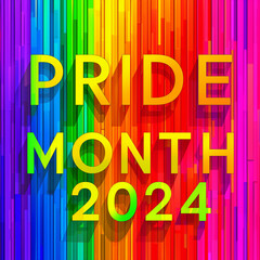 Pride Month celebration with a vibrant, colorful sign.
