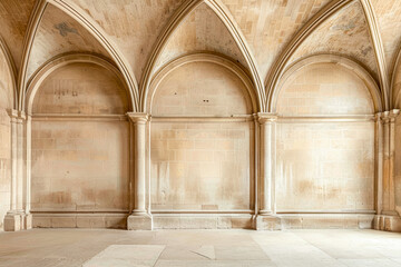 Majestic Beige Castle Walls: A Stunning Display of Arches - Powered by Adobe