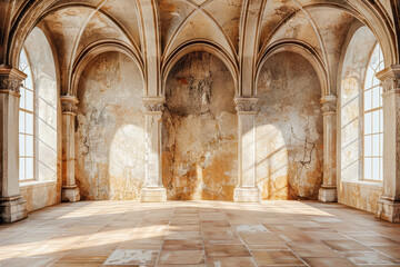 Majestic Beige Castle Walls: A Stunning Array of Arches