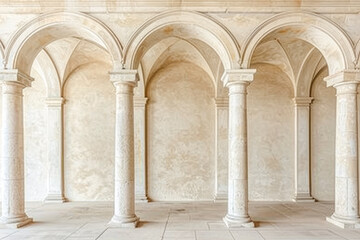 Fototapeta premium Majestic Castle-Inspired Beige Wall with Arches: A Stunning Architectural Masterpiece