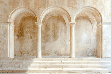 Grandiose Castle-Inspired Beige Wall Featuring Elegant Arches: A Stunning Visual Showcase