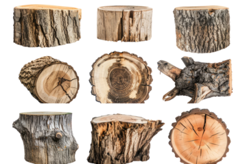 Abstract Tree Stumps: Different tree stump profiles, each showcasing unique shapes and patterns created by nature.