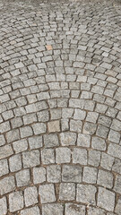 Prague paving stones, tiled path on sidewalks