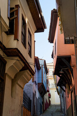 Colourful houses of traditional architecture in the Old Town of Kavala in northern Greece - 783082670