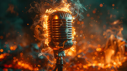 Blazing Microphone Igniting Passion and Creativity in Performance Arts