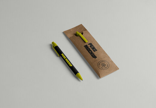 Two Pens with Case Mockup
