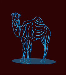 Blue Neon Camel Silhouette.