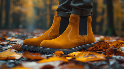 Suede Chelsea Boots for a Timeless and Refined Outdoor Adventure in the Autumn Foliage