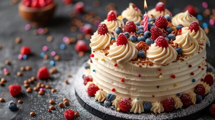 classic birthday cake, candles - 783085851