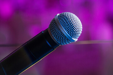 Abstract Metal Mic with blurred background, shot is selective focus with shallow depth of field,...