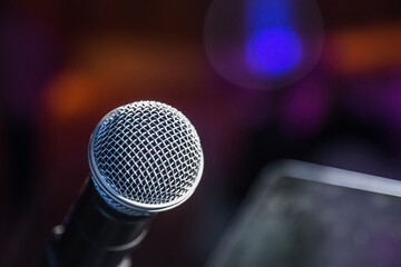 Abstract Metal Mic with blurred background, shot is selective focus with shallow depth of field,...