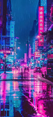 Cyberpunk Cityscape Holographic Lights, Amazing and simple wallpaper, for mobile