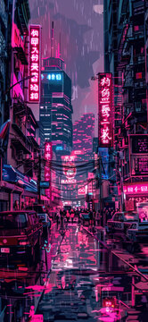Cyberpunk Urban Market Scene, Amazing and simple wallpaper, for mobile