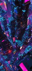 Cyberpunk Street Market Aerial View, Amazing and simple wallpaper, for mobile