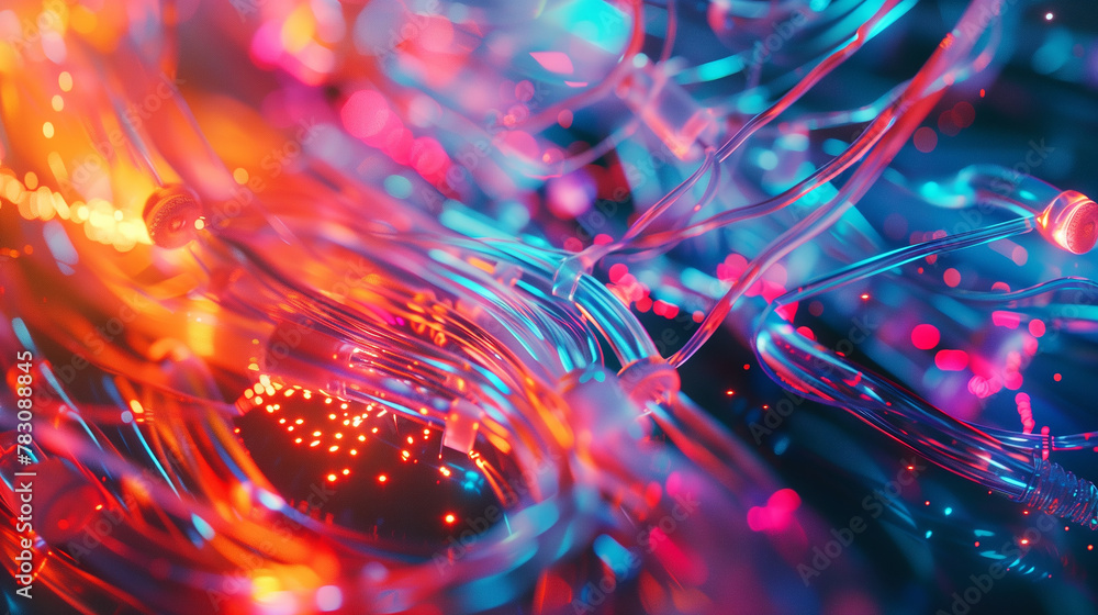Aufkleber a colorful light show with many different colored lights. the lights are arranged in a way that they