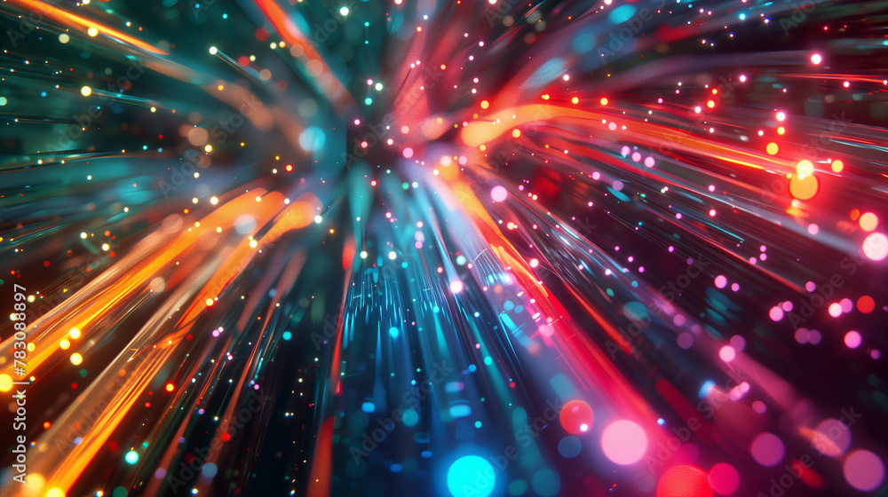 Aufkleber a colorful light show with many different colored lights. the lights are arranged in a way that they