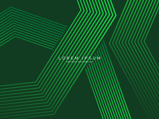 Futuristic green lines abstract background. Geometric green lines form abstract vector background. Green modern background.