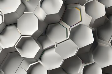 Abstract Hexagon Geometric Surface Loop 1A: light bright clean minimal hexagonal grid pattern, random waving motion background canvas in pure wall architectural white Generative AI