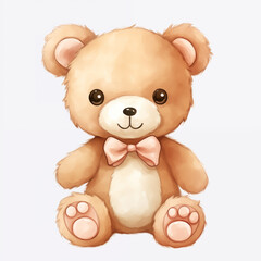 flat vector cartoon adorable cute teddy bear on white background
