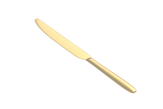 Golden knife isolated on white background. 3d render