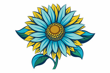 vintage-pacific-blue-sunflower-vector illustration 
