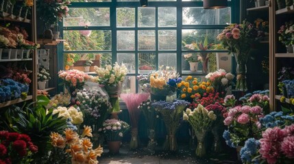 A room filled with lots of different types of flowers