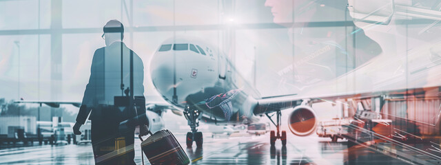 Departure- Businessman heading for the flight at airport. © Pink Badger