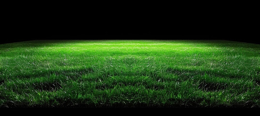  Green grass field isolated on black background