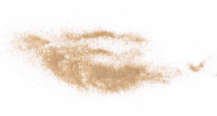 Sand scatter isolated on white background and texture, clipping, top view