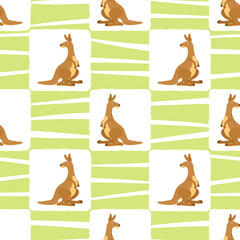 Cute cartoon kangaroo seamless pattern. Vector illustration