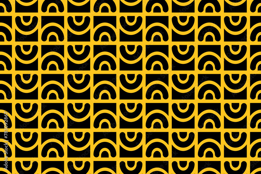 Poster abstract seamless geometric pattern in black and yellow colors. simple minimalistic modern repeating