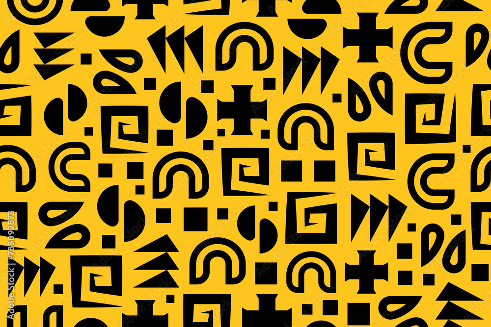 Poster abstract seamless geometric pattern in black and yellow colors. simple minimalistic modern repeating