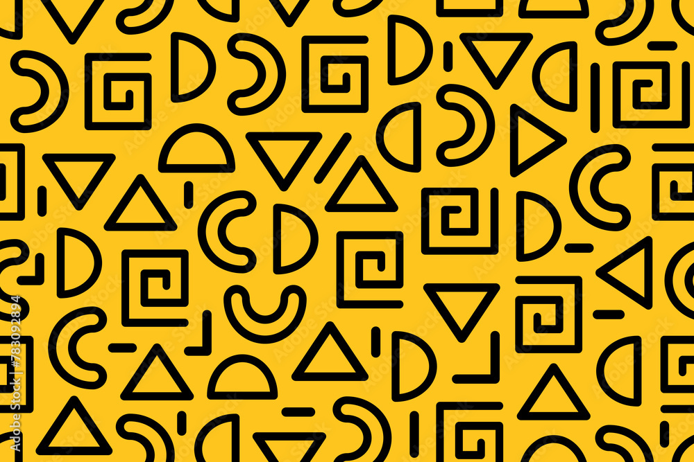 Poster abstract seamless geometric pattern in black and yellow colors. simple minimalistic modern repeating