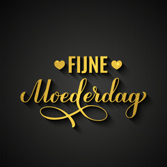 Moederdag gold calligraphy. Happy Mothers Day in Dutch. Vector template for typography poster, banner, invitation, etc