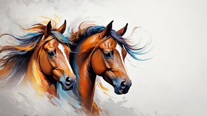 Fototapeta na wymiar Ethereal Equines: Serene Horses in Modern Art
