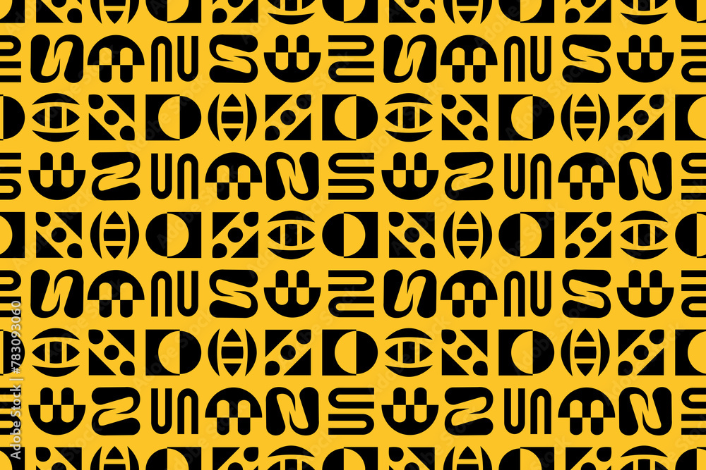 Poster abstract seamless geometric pattern in black and yellow colors. simple minimalistic modern repeating