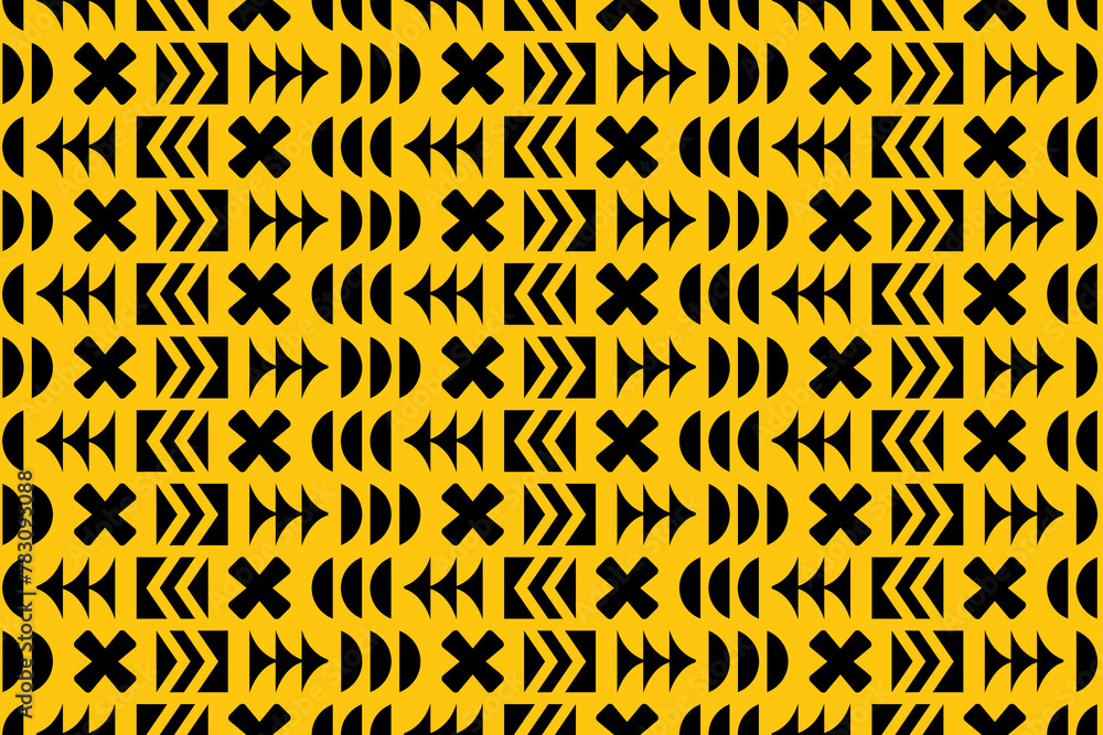 Poster abstract seamless geometric pattern in black and yellow colors. simple minimalistic modern repeating