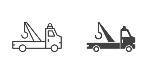 Tow track icon in flat style. Service car vector illustration on isolated background. Transport sign business concept.