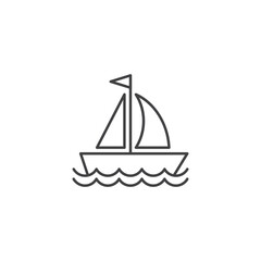 Sailboat icon in flat style. Ship vector illustration on isolated background. Transport sign business concept.