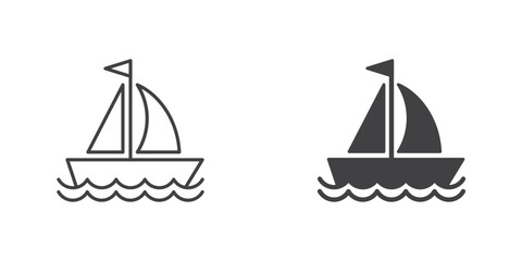Sailboat icon in flat style. Ship vector illustration on isolated background. Transport sign business concept.