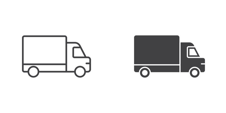 Truck icon in flat style. Freight vector illustration on isolated background. Delivery sign business concept.