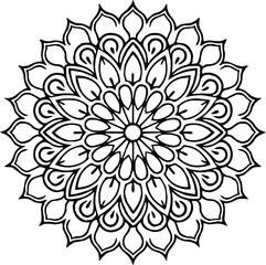 Mandala in circle simple floral art beautiful modern customized unique line art elegant design