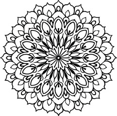 Mandala in circle simple floral art beautiful modern customized unique line art elegant design