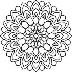 Mandala in circle simple floral art beautiful modern customized unique line art elegant design