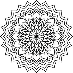 Mandala in circle simple floral art beautiful modern customized unique line art elegant design