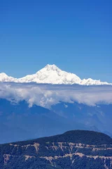 Fotobehang Kangchenjunga Mount Kangchenjunga, Zuluk, East Sikkim, Pangolakha Wildlife Sanctuary, India