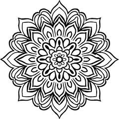 Mandala in circle simple floral art beautiful modern customized unique line art elegant design