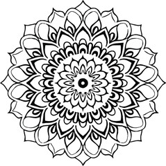 Mandala in circle simple floral art beautiful modern customized unique line art elegant design